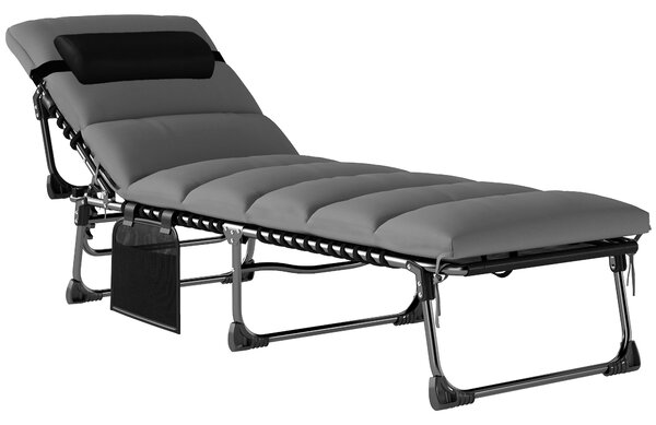 Outsunny Sdraio da giardino per esterno, Lettino prendisole pieghevole, schienale reclinabile su 5 posizioni, 200 x 57 x 38 cm, grigio scuro | Aosom Italy