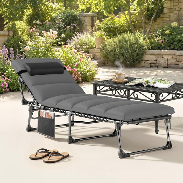 Outsunny Sdraio da giardino per esterno, Lettino prendisole pieghevole, schienale reclinabile su 5 posizioni, 200 x 57 x 38 cm, grigio scuro | Aosom Italy