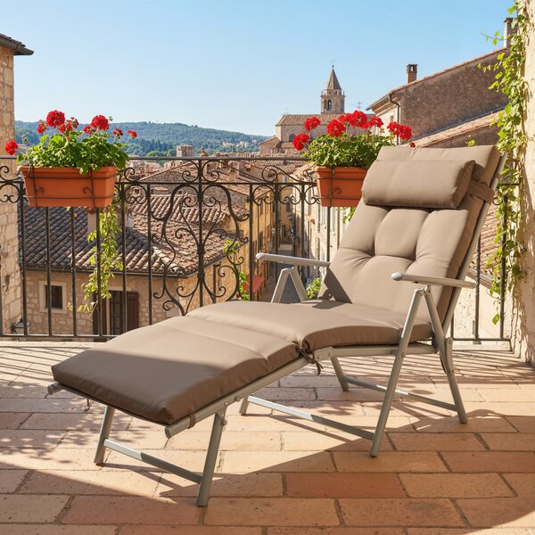 Outsunny Lettino Pieghevole da Giardino con Schienale Regolabile in 7 Posizioni Cuscino Corpo Intero e Testa 137x63,5x100,5 cm Marrone | Aosom Italy