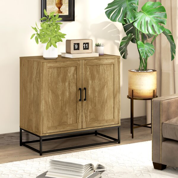 HOMCOM Credenza da Soggiorno a 2 Livelli con Ripiano Regolabile, in Legno e Acciaio, 80x40x78 cm, Marrone e Nero