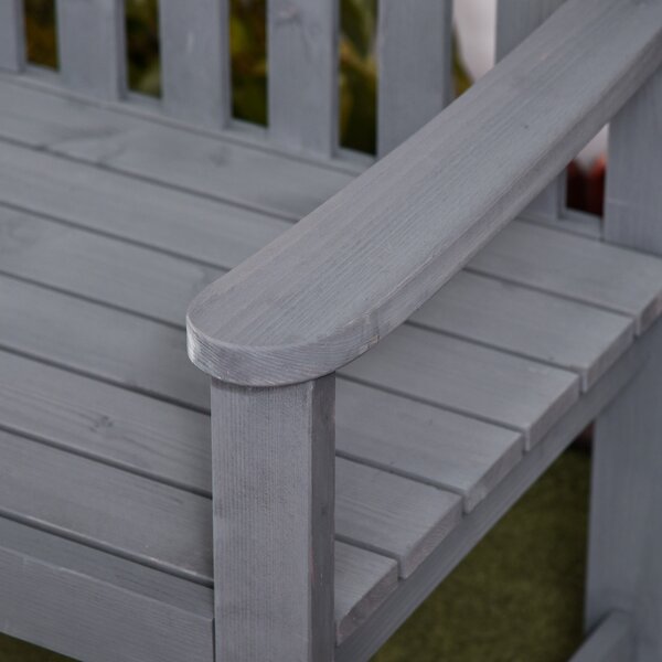 Outsunny Panca da giardino 2 posti in legno, panca resistente alle intemperie, con schienale, portata 240 kg, 143 x 51 x 85 cm, Grigio | Aosom Italy