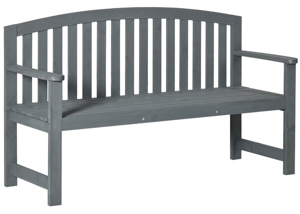 Outsunny Panca da giardino 2 posti in legno, panca resistente alle intemperie, con schienale, portata 240 kg, 143 x 51 x 85 cm, Grigio | Aosom Italy