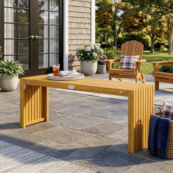 Outsunny Panca da Giardino in Legno 2 Posti 110 cm con Seduta a Doghe Portata 240 kg per Patio Veranda Parco Naturale | Aosom Italy