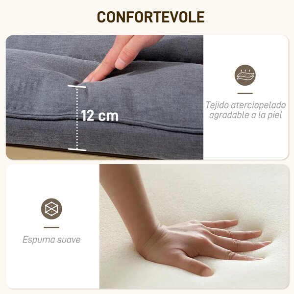 HOMCOM Poltrona a Dondolo Moderna con Braccioli in Legno e Cuscini Spessi in Velluto, 67x83x105 cm, Grigio