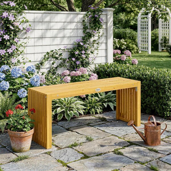 Outsunny Panca da Giardino in Legno 2 Posti 110 cm con Seduta a Doghe Portata 240 kg per Patio Veranda Parco Naturale | Aosom Italy