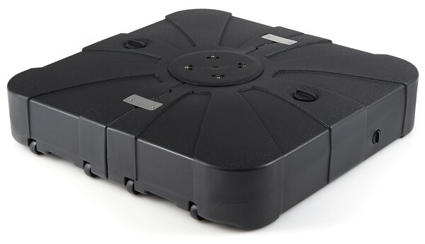 Costway Base per ombrellone da esterno con braccio a cantiere da 170 kg, Base quadrata con ruote riempibile per giardino Nero