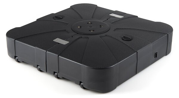 Costway Base per ombrellone da esterno con braccio a cantiere da 130 kg, Base quadrata con ruote riempibile per giardino Nero