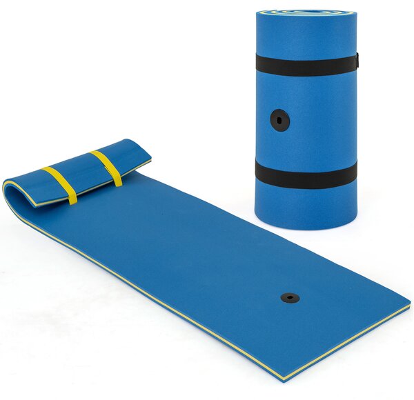Costway Materassino galleggiante 220x90cm con 3 strati, Tappetino fluttuante per rilassarsi e divertirsi Blu