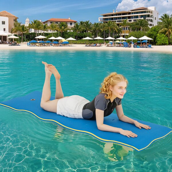 Costway Tappeto galleggiante per attività acquatiche 210 x 66 cm, Tappetino in schiuma per svago e relax Blu