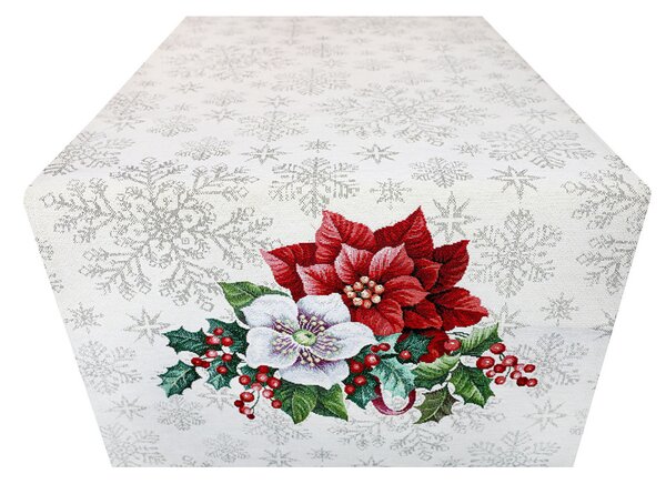 Runner da tavolo natale di gobelin con motivo di fiori di Natale