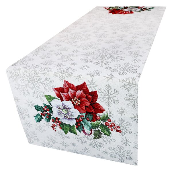 Runner da tavolo natale di gobelin con motivo di fiori di Natale