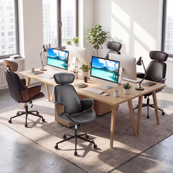Costway Sedia da ufficio ergonomica con altezza regolabile e schienale inclinabile, Poltrona computer e 5 ruote girevoli portata 110 kg Nero