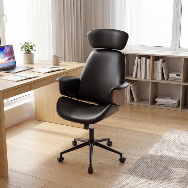 Costway Sedia da ufficio ergonomica con altezza regolabile e schienale inclinabile, Poltrona computer e 5 ruote girevoli portata 110 kg Nero