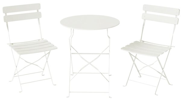Outsunny Set bistrot da giardino 3 pezzi pieghevole - tavolo bistrot con 2 sedie a doghe, gambe a X doppie, bianco crema | Aosom Italy