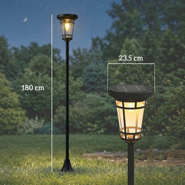 Outsunny Lanterna Solare Set da 2 Lampada da Terra 180 cm Regolabile in Altezza con 2 Modalità di Luminosità Sensore di Luce Interruttore, IP44 | Aosom Italy