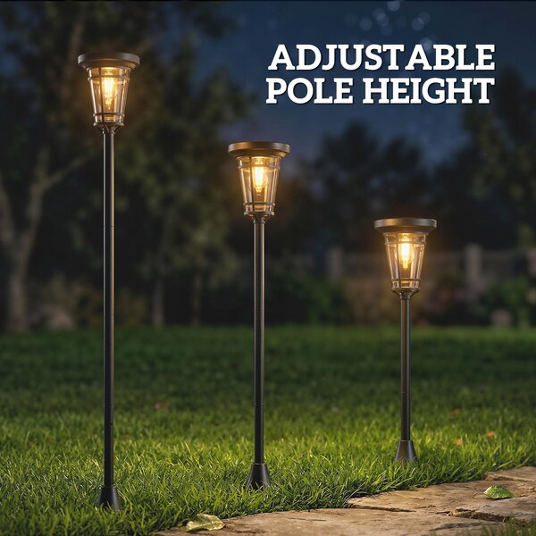 Outsunny Lanterna Solare Set da 2 Lampada da Terra 180 cm Regolabile in Altezza con 2 Modalità di Luminosità Sensore di Luce Interruttore, IP44 | Aosom Italy