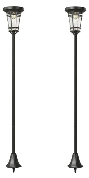 Outsunny Lanterna Solare Set da 2 Lampada da Terra 180 cm Regolabile in Altezza con 2 Modalità di Luminosità Sensore di Luce Interruttore, IP44 | Aosom Italy