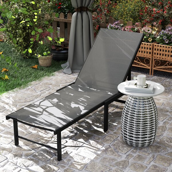 Outsunny Sdraio da giardino sdraio reclinabile 5 posizioni regolabili seduta in textilene grigio | Aosom Italy
