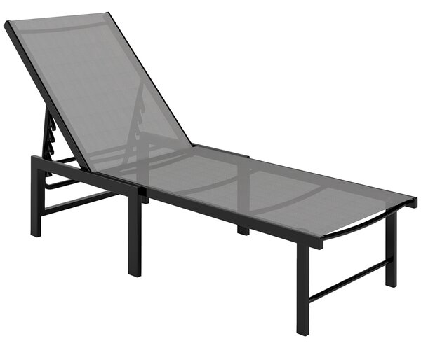 Outsunny Sdraio da giardino sdraio reclinabile 5 posizioni regolabili seduta in textilene grigio | Aosom Italy