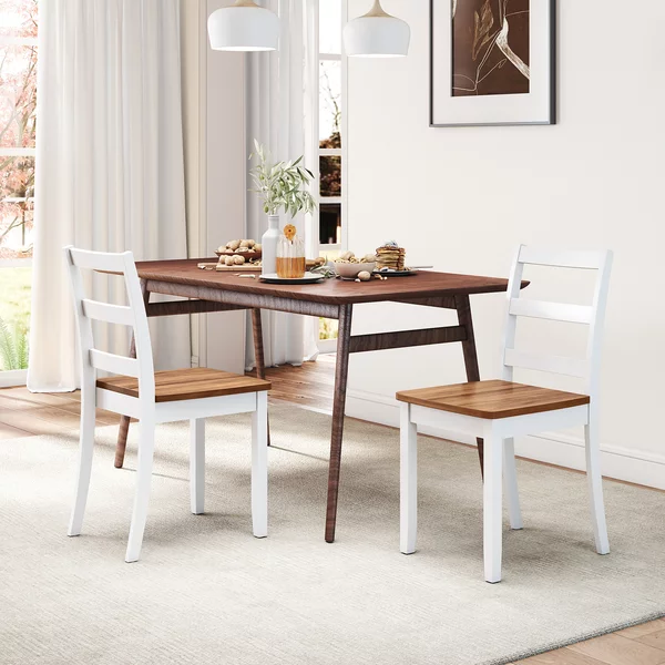 Costway Set di 2 sedie da pranzo in legno schienale alto curvo, Sedie rustiche da cucina stile fattoria per cucina e ristorante Marrone