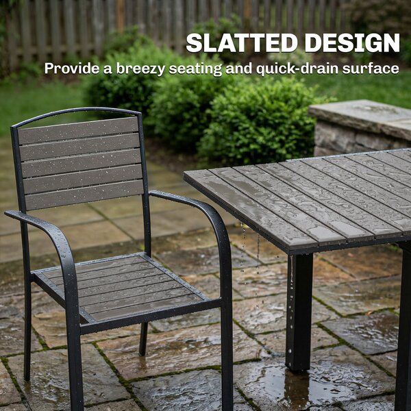 Outsunny Set mobili da giardino 7 pezzi Tavolo allungabile con 6 sedie Effetto legno a doghe Struttura in alluminio | Aosom Italy