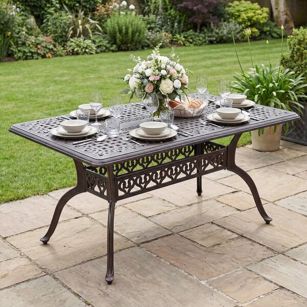 Costway Tavolo da giardino con foro ombrellone da 5 cm 151 x 91 x 73 cm, Tavolo da pranzo esterno per patio cortile e bordo piscina Rosso