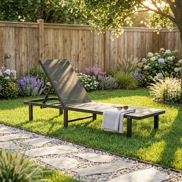 Outsunny Lettino Prendisole da Giardino con Ruote Reclinabile a 4 Posizioni e Textilene 530g/m² Grigio Scuro | Aosom Italy