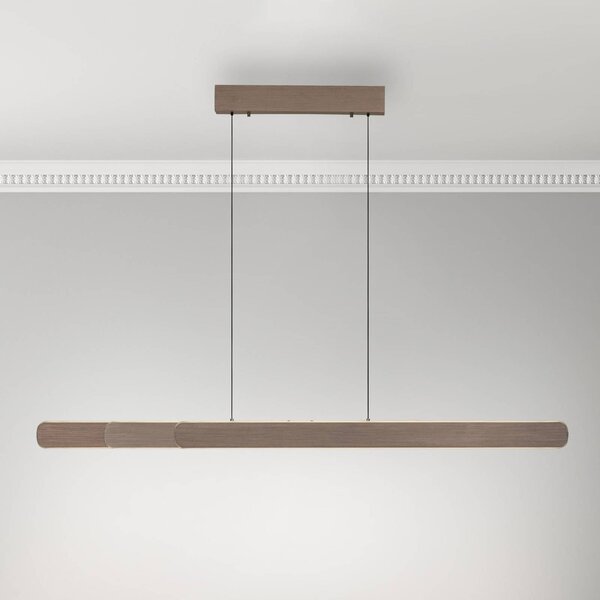 Paul Neuhaus Lampada a sospensione Adriana, marrone, lunghezza 160 cm dimmerabile, Marrone / Ruggine, Soggiorno / Sala da pranzo, Alluminio, Moderno
