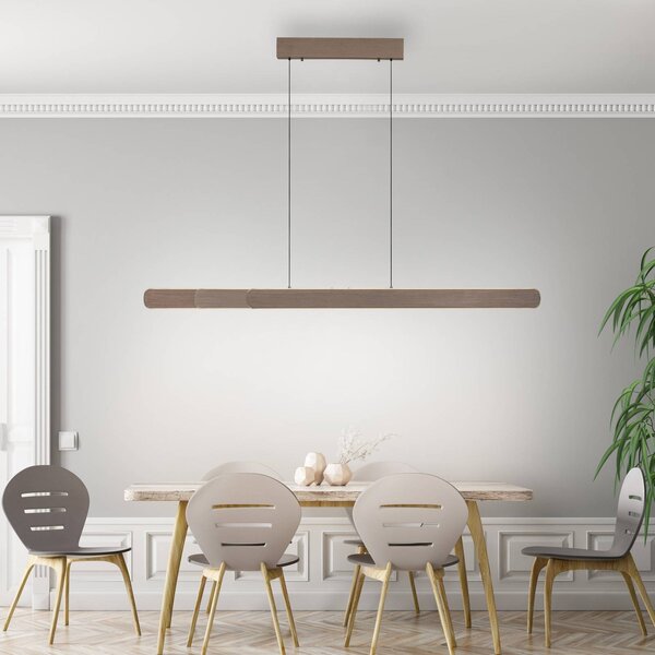 Paul Neuhaus Lampada a sospensione Adriana, marrone, lunghezza 160 cm dimmerabile, Marrone / Ruggine, Soggiorno / Sala da pranzo, Alluminio, Moderno