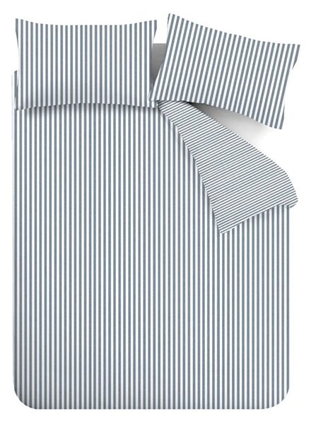 Biancheria da letto singola in flanella blu 135x200 cm Stripe - Catherine Lansfield