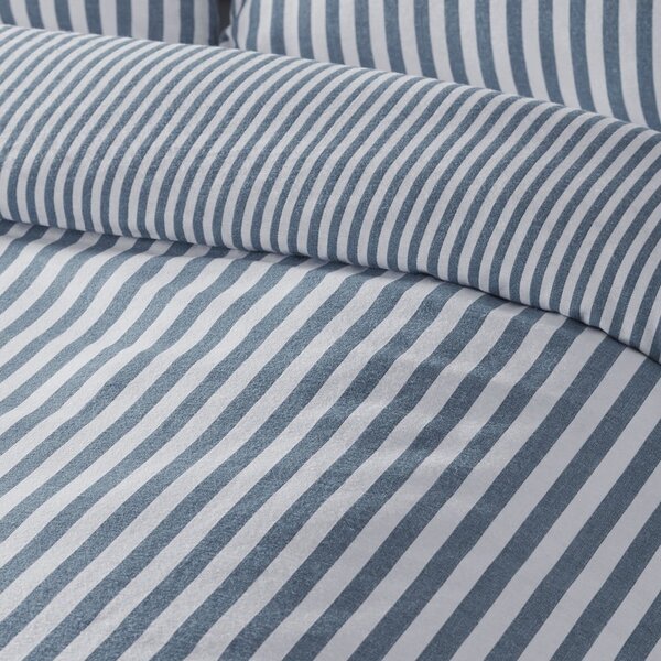 Biancheria da letto singola in flanella blu 135x200 cm Stripe - Catherine Lansfield