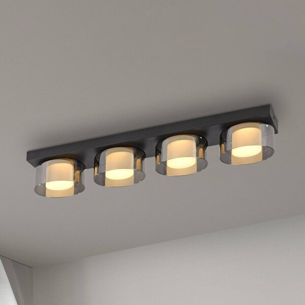 Paul Neuhaus Plafoniera a LED Rika, dimmerabile, Nero, Soggiorno / Sala da pranzo, Vetro, Moderno, Plafoniera LED
