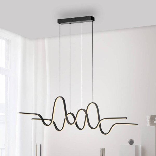 Paul Neuhaus Lampada LED a sospensione Altitude, nero, lunghezza 125 cm dimmerabile, Nero, Soggiorno / Sala da pranzo, Metallo, Moderno