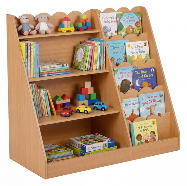 Costway Libreria montessoriana per bambini giocattoli per cameretta 90 x 40 x 80,5 cm, Scaffale porta libri antiribaltamento in legno Naturale