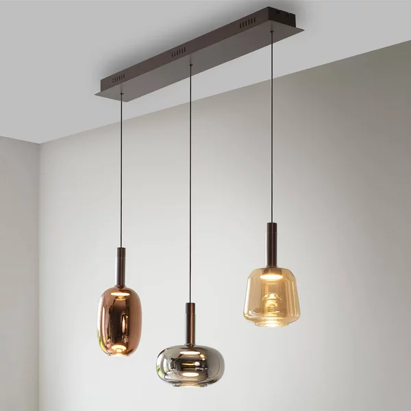 Paul Neuhaus Lampada a sospensione in vetro Irides, dimmerabile, Multicolore, Soggiorno / Sala da pranzo, Vetro, Moderno, Lampada a sospensione