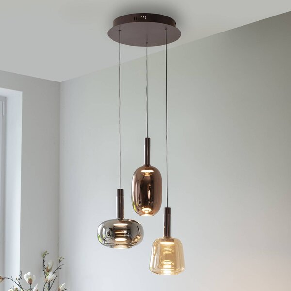 Paul Neuhaus Lampada a sospensione in vetro Irides, dimmerabile, Multicolore, Soggiorno / Sala da pranzo, Vetro, Moderno, Lampada a sospensione
