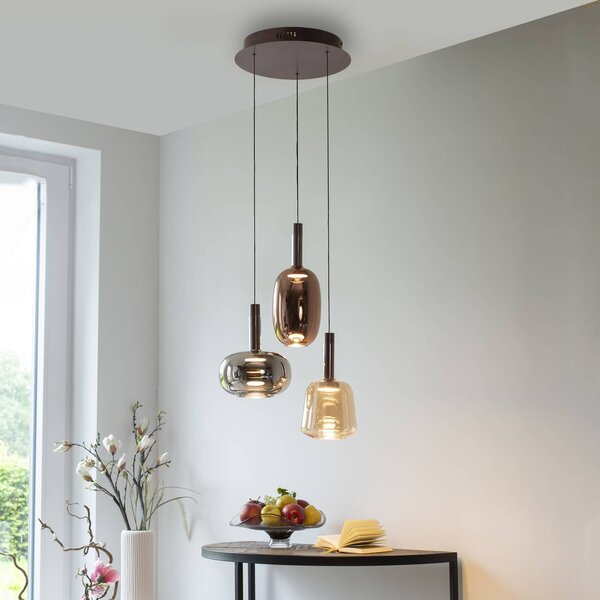 Paul Neuhaus Lampada a sospensione in vetro Irides, dimmerabile, Multicolore, Soggiorno / Sala da pranzo, Vetro, Moderno, Lampada a sospensione