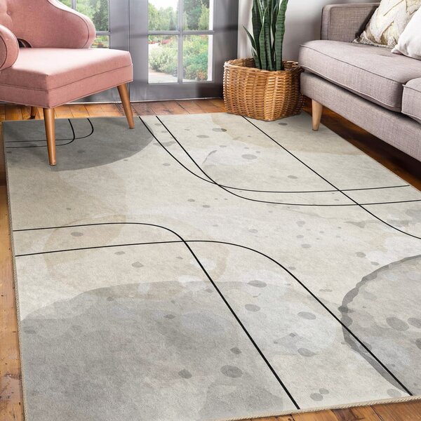Passatoia grigia/color crema lavabile 80x200 cm Simple Lines – Mila Home