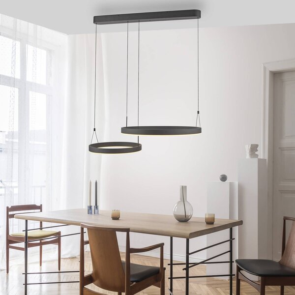 Paul Neuhaus Lampada LED a sospensione Esko, nera, lunghezza 90 cm