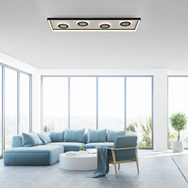 Paul Neuhaus Plafoniera a LED Dune, dimmerabile, Nero, Soggiorno / Sala da pranzo, Alluminio, Moderno, Plafoniera LED
