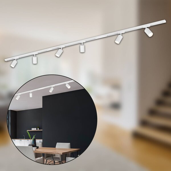 Briloner Set di binari ad alta tensione Rail, bianco, a 6 luci, 2,25 m