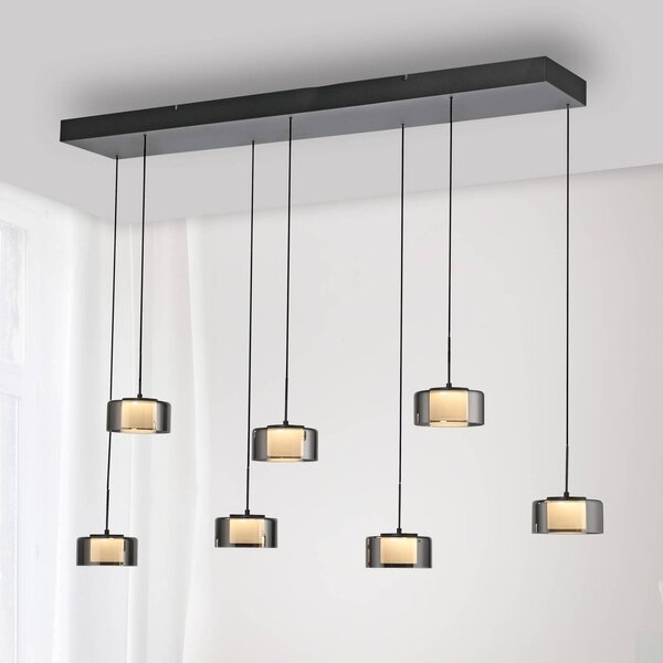 Paul Neuhaus Lampada a sospensione in vetro Rika, dimmerabile, Nero, Soggiorno / Sala da pranzo, Vetro, Moderno, Lampada a sospensione