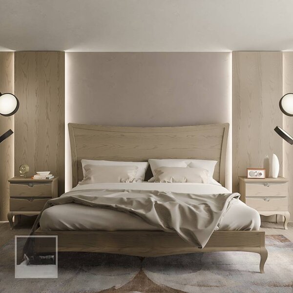 Letto moderno in legno frassino testata legno l.190 p.210 h.127