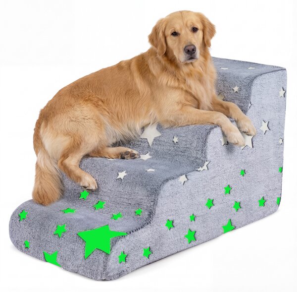 Costway Scale per cani in schiuma a 4 gradini per letto alto e divano, Rampa per animali con fondo antiscivolo