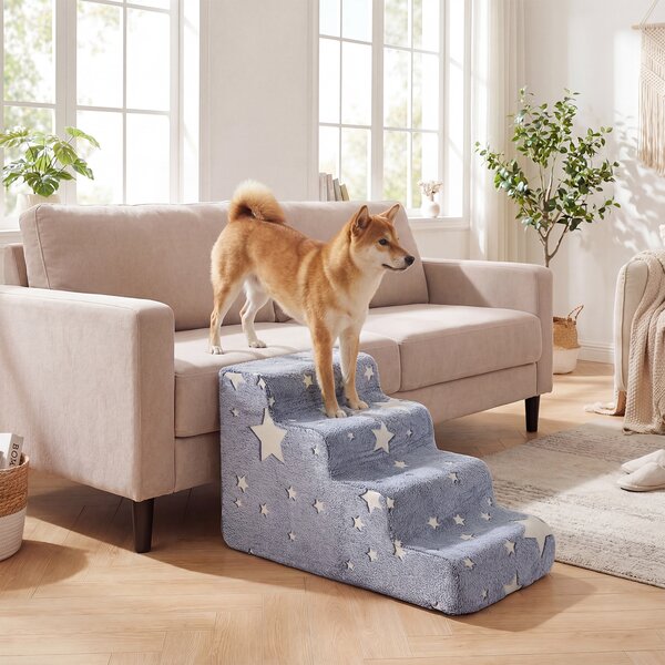 Costway Scale per cani in schiuma a 4 gradini per letto alto e divano, Rampa per animali con fondo antiscivolo
