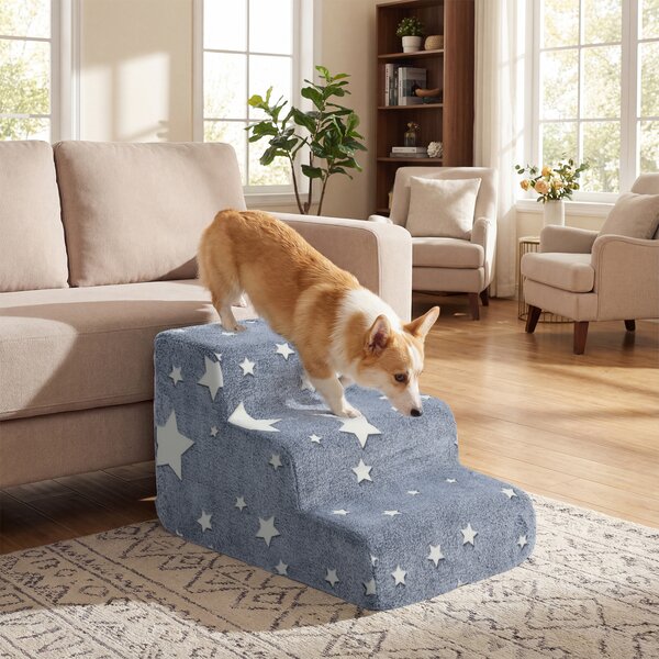 Costway Scale per cani in schiuma a 3 gradini per letto alto e divano, Rampa per animali con fondo antiscivolo