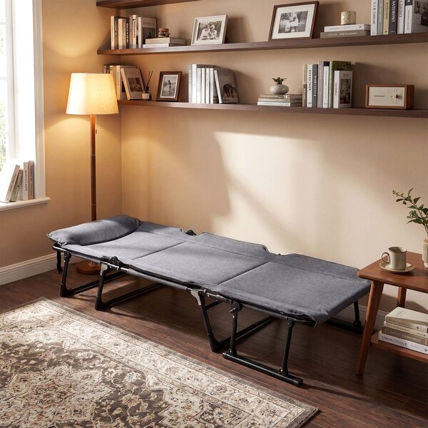 Costway Sedia a sdraio pieghevole con schienale reclinabile 6 posizioni e poggiatesta ergonomico, Letto da esterno con struttura in metallo 180 x 67,5 x 37 cm