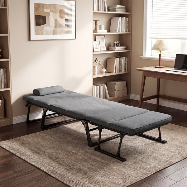 Costway Sedia a sdraio pieghevole con schienale reclinabile 6 posizioni e poggiatesta ergonomico, Letto da esterno con struttura in metallo 185 x 60,5 x 38 cm