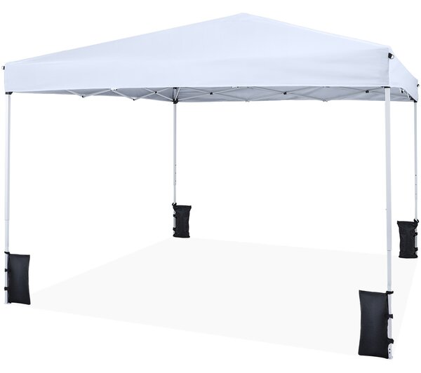 Costway Gazebo da esterno pieghevole regolabile in altezza, Gazebo pop up con 4 sacchi di sabbia e borsa da trasporto Bianco
