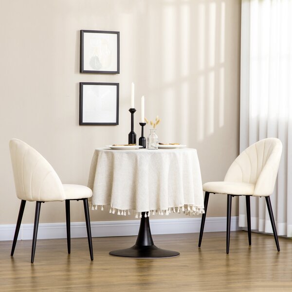 HOMCOM Set 2 Sedie per Soggiorno e Sala da Pranzo in Velluto con Gambe in Metallo, Sedie da Cucina, 52x54x79 cm, Beige | Aosom Italy